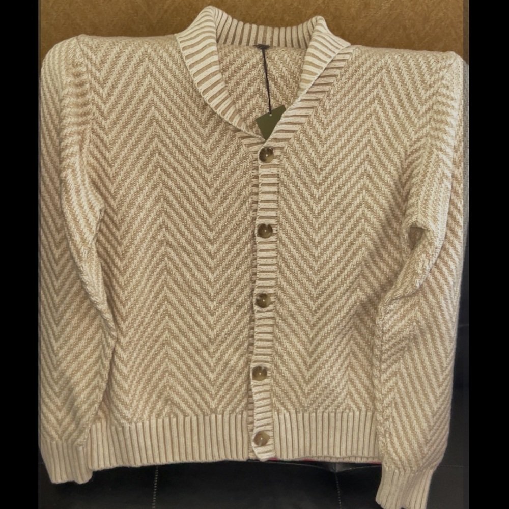 Goodfellow & Co Men's Cardigan V-Neck Button-Down Ivory.  Size XL. NWT.